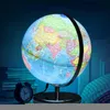 Obiekty dekoracyjne figurki światowy globe angielski mapa z geografią światła LED edukacyjne dostawy 230224
