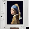 Pintura de DVR de carro pinturas mundialmente famosas de pintura a ￳leo de Johannes Vermeer HD Print on Canvas Poster Wall Picture for Living Room Sof￡ Cuadros Decor Dr Dhr2r