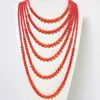 Chains Cute/Romantic 6 Rows Orange Imitation Coral Round Beads Neckalce For Women Fashion Elegant Weddings Gift Jewelry B1910