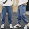 Jeans Children s Clothing Casual For Boy Pants Denim Cotton Autumn Winter Elastic Waist Kids 4 6 8 10 12 Year 230224