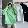 Dames hoodies sweatshirts vrouw kawaii kikker hoodies sweatshirt zwart groene lange mouw Korea esthetische vrouwen streetwear vintage paren kleding 230224