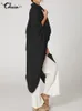 女性用ブラウスシャツセルミア秋の女性トップファッションソリッドブラウスビンテージロングシャツカジュアルカウルネック長袖非対称パーティーBlusas 230225
