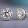 Pendientes de tuerca de diamante de circonita cúbica clásica, pendientes de plata de oro rosa para mujer, joyería de moda para boda, regalo y arena