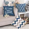 Pillow /Decorative Blue And White Geometric Linen Pillowcase Sofa Cover Home Decoration Can Be Customized For You 40x40 45x45