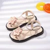 Sandals Girls Sandals Gladiator Vintage Kids Princess Sandals Summer Sweet Flower Children Beach Shoes Brand Luxury Soft Sole Flats Shoe Z0225