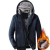 Men's Hoodies Korean Slim Fit Mens Hooded Coat Casual Winter Fur Lining Warm Streetwear Male Cotton Long Sleeved Sweatshirts Outwear