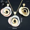 Ketting oorbellen set modemangel hoge kwaliteit kubieke zirkoon ronde oorbel voor vrouwen drie tonen bruidsjurk bruiloft elegante sieraden