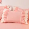 Bedding sets WOSTAR Pink princess style duvet cover bed sheet pillowcase 2 people luxury double ding four piece set queen king size 230224