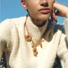 Halsband Goldfarbe Metall Granatapfel Blume Anhänger Halskette Kuba Kette Statement Kragen Pullover Halsketten Schmuck