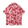 Chemises décontractées pour hommes Chemise hawaïenne florale rouge foncé Hommes Femmes Été Matériau mince Chemises de plage Homme Blouse Z0224
