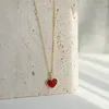 Kedjor 14K Gold Love Heart Red Agate Halsband Kvinna 925 Sterling Silver Niche Creative Design Pumpkin ClaVicle Chainchains