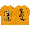Camisetas masculinas Jujutsu Kaisen Maki Zenin Camiseta clássica para mulheres masculinas moda oversized algodão mangas curtas camiseta casal preto