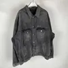 メンズジャケットのデザイナーSゴーストフェイスオフセット溶けた笑顔ブラックパリパリバンドルーズデニムジャケット19mp