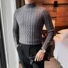 Men's T-Shirts Autumn Winter Turtleneck Fashion Simple Slim Sweater Men Clothing High Collar Casual Pullovers Knit Shirt Plus size S-3XL 230225