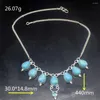 Anhänger Halsketten Hermosa Schmuck Mode Charme Natürliche BlueJasper Topas Wunderschöne Silber Farbe Frauen Halskette Kette 44 cm 20233437