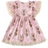 Robes de fille s) Pâques bébé fille boutique Boutique à manches courtes Fashion Girls Rabbit Imprimé mignon en gros L230224