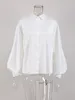 Chemises de chemisiers pour femmes Ootn Office Lady Satin Lantern Sleeve's Blouse's Spring Able