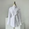 Damesblouses High-end wit shirt met lange mouwen Dames Sexy Top Twist uitgeholde taille Chemise Femme