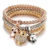 3pcs / set Classique Élastique Cristal Bracelet Diamant Coeur Couronne Arbre de Vie Crâne Papillon Charme Bracelets Bracelet Manchette Ensembles Bijoux volonté et sable