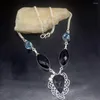 Pendant Necklaces Hermosa Jewelry Fantasy Charm Black Onyx BlueTopaz Silver Color Women Ladies Gifts Necklace Chain 44cm 20233372