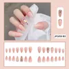 False unhas 24pcs carne rosa cola de unhas falsas tipo strass incrustado manicure de moda de moda longa removível -vl16