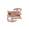 Wedding Rings Fashion Stackable Rose Gold Color Cocktail Ring Tiny Pave CZ Elegante delicate Drop Ship Jewelry For Women Anel