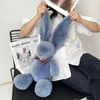 Portachiavi grande bambola di peluche in pelliccia carina vera pelle intera Rex orecchio lungo regalo squisito