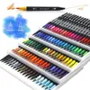 Markers Art Markers Pen Dual Tip Fineliner Drawing for Calligraphy Painting 12 48 60 72 100 132 Colors Set Supplies 230224