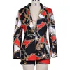 Kvinnors kostymer Blazers CM.Yaya Kvinnors set Elegant Blazer Tops och Shorts Suit Matching Two 2 -Piece Set Office Lady Ins Leopard Chian Tie Dye Outfits 230225