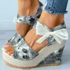Slippels Sagace Women Sandals Dames Buckle Platform Wedges Fashion Flower Lace-Up Shoes Talons Hauts Footwear Zapatos Mujer
