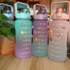 Wasserflaschen 2 Liter Wasserflasche Motivationstrinkflasche Sportwasserflasche mit Zeitmarkierungsaufklebern Tragbare wiederverwendbare Plastikbecher 230224