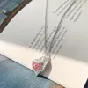 Pendant Necklaces 2023 INS Irregular Pink Zircon Heart-shaped Necklace For Wome Fine Jewelry Wedding Party Birthday Gift Collares