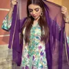 Ethnic Clothing Middle East Women's 2023 Print Long Hat Abaya Dubai Muslim Ramadan European Caftan Dress Eid Mubarak