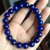 Strand 11mm äkta djupblå lapis lazuli natursten armband för kvinnlig kvinnlig charm runda kristallpärla stretch armband