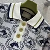 Kvinnors tröjor Designer Milan Runway Sweater 2023 Ny Spring Summer Lapel Neck Short Sleeve Print High End Jacquard Pullover IYSD