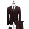 Men's Suits Men's Suit High-end Gentleman Print Slim Banquet Ball 3-piece Blaze With Pants And Vest Set