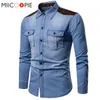 Men's Casual Shirts Denim Shirt Men Long Sleeve Men Casual Cotton Jeans Shirt Slim Suede Matching Mens Solid Pocket Shirts Tops Chemise Homme 230225