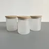 Sublimation Blanks Frosted Glass Candle Jars with Bamboo Lids for Making Candles 7oz Empty Candle Tins