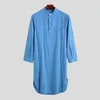 Ethnic Clothing Muslim Men Caftan Robes Long Sleeve Button Homewear Fashion Jubba Thobe Male Abaya Arabic Islamic Bathrobes Nightgown