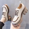 Dress Shoes Lolita Platform Mary Jane Women 2023 Autumn Winter Lace Up Thick Heels Loafers Woman Round Toe Patent Leather