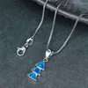 Hänge halsband söta kvinnliga triangel stenhalsband blå eld opal bröllop charm silver färg för kvinnor