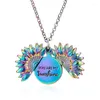 Anhänger Halsketten 1PC Bohemian Fashion Sunflower Halskette Blaue Farbe Graviert You Are My Sunshine Metallkette Choker Schmuck Großhandel