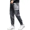 Jeans masculin automne d'hiver cargo baggy mode harlan streetwear streetwear harajuku joggers joggers élastiques pantalon de taille mâle b56men's