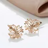 Charm Korean Glossy Hollow Clip Earrings 585 Rose Gold Life Tree Bling Hoops Wedding Earrings For Women Golden Jewelry Christmas Gift G230225