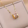 Pendant Necklaces Fashion CZ Crystal Cylinder Necklace For Women Stainless Steel Jewelry Elegant Temperament Luxury Zircon Choker GiftPendan