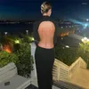 Casual Dresses Elegant Sexy Backless Dress Women Club Hollow Out 2023 Autumn Winter Gown Long Sleeve Bodycon Maxi Party Outfits