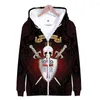 Herrtröjor Fashion Creative Knights Templar 3D Men/Woman Harajuku Children Jacket Sweatshirts Winter Hoodie Streetwear