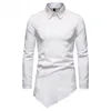 Chemises habillées pour hommes couleurs lisses hommes Chemise smoking coupe ajustée fête de mariage bal décontracté à manches longues Homme Chemise Homme