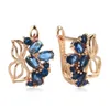 Charm Kinel New Blue Natural Zircon Butterfly örhängen 585 Rose Gold Women Big Earrings Trendy 2022 Romantic Vintage Wedding Jewelry G230225