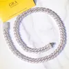 Hotsale Factory Price Hip Hop Jewelry 12mm 19mm wide 2rows 925 Silver Pass 다이아몬드 테스터 Moissanite Diamond Necklace Cuban Link Chain